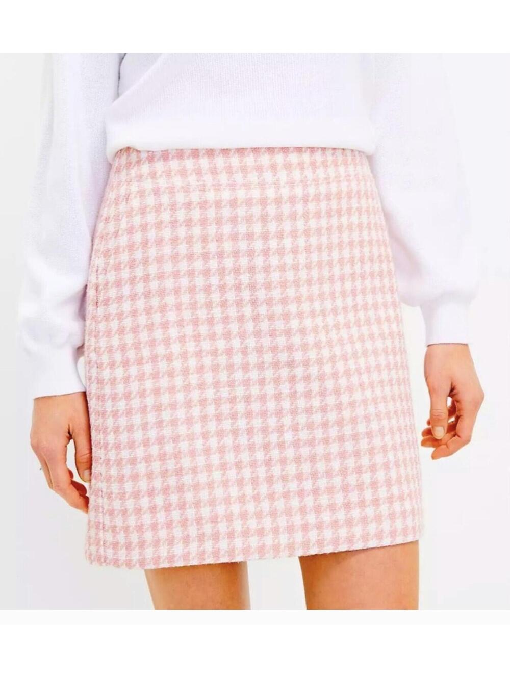 LOFT A-Line Tweed Mini Skirt in Pink and White - Women's large NWOT